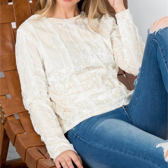 CREAMY velvet Blouse TOP - Picture 1 of 7